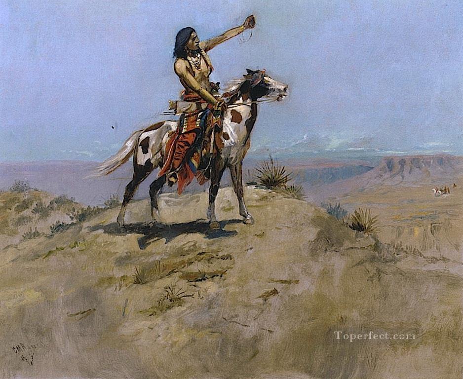 le signal Charles Marion Russell Indiens d’Amérique Peintures à l'huile